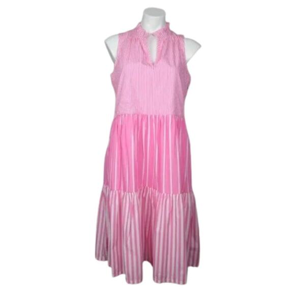 J Crew Sleeveless Tiered Popover Dress in Mixed Stripe Size Small - Picture 1 of 15